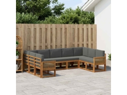 Vidaxl Conjunto De Sofás Para Exterior 9 Pcs Natural E Antracite
