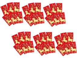 Conjunto De 48 Envelopes Vermelhos Para Presente Com Estampas Tradicionais Chinesas- Ano Do Cavalo- Versáteis