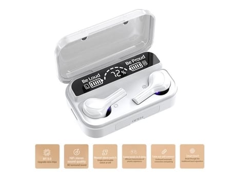 278 Bt 5.0 Tws Fones de Ouvido Sem Fio Meio Intra-Auricular Estéreo À Prova D'Água Fones de Ouvido Exibição de Caixa de Carregamento Branc DODOCOOL
