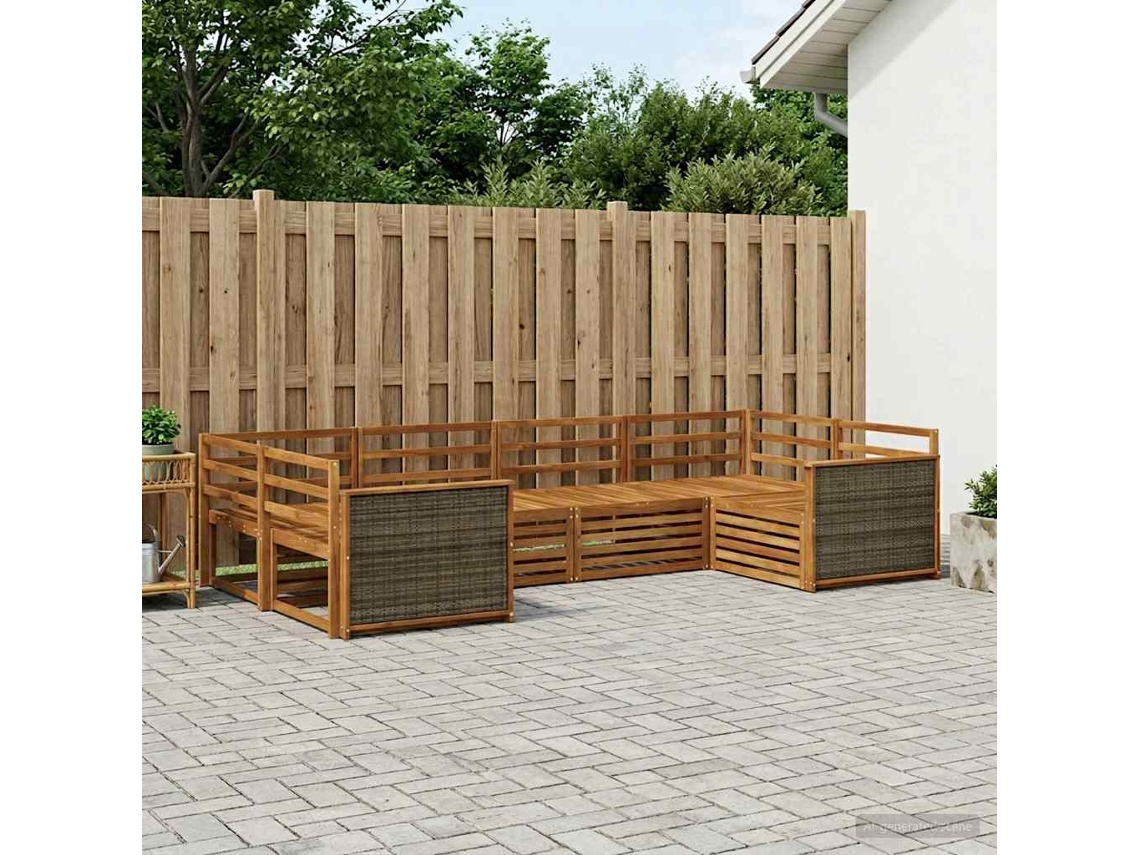 Vidaxl Conjunto De Sofás Para Exterior 6 Pcs Natural