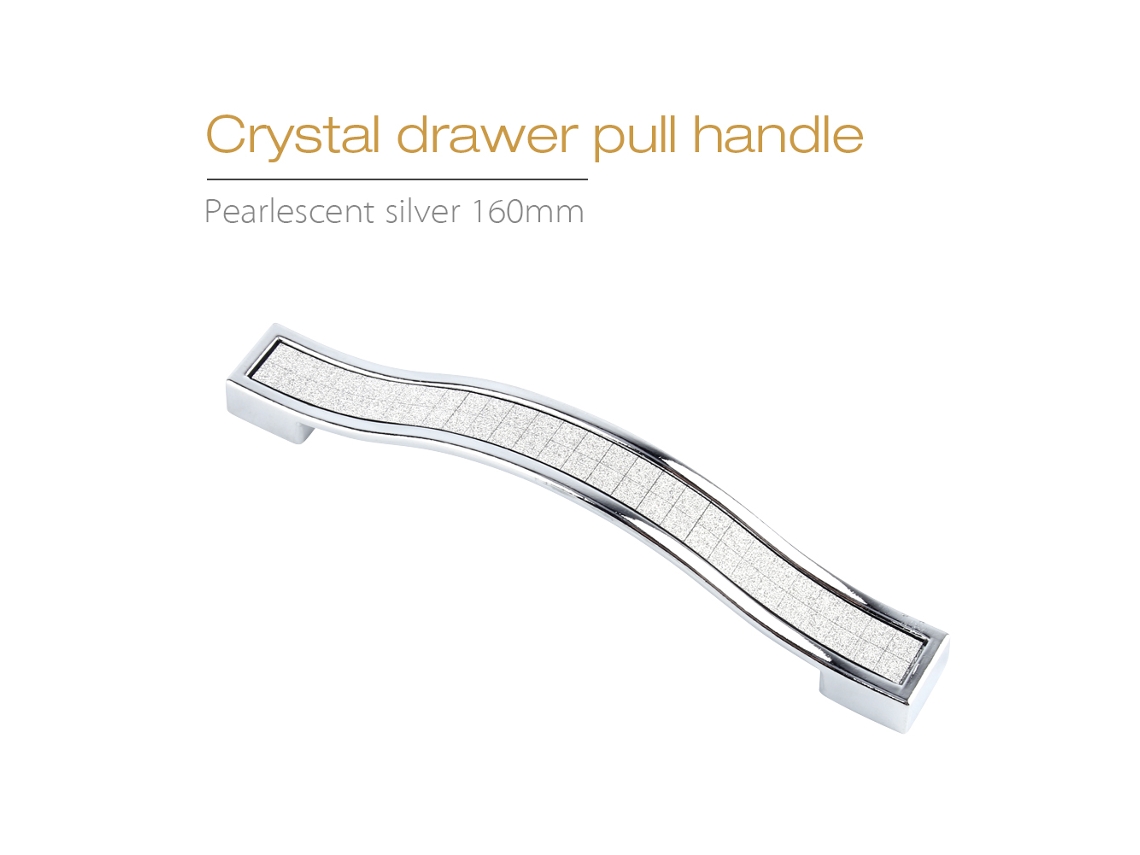 Laxiscreed Puxador De Gaveta Em Cristal Prata Perolada, 160 Mm, Liga Leve Com Acabamento Fosqueado Para Um Estilo Contemporâneo