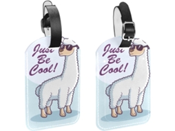 Conjunto De 2 Etiquetas Viagem Just Be Cool Em Alpaca Bolsas, Malas E Bagagens, Com Alça De Segurança