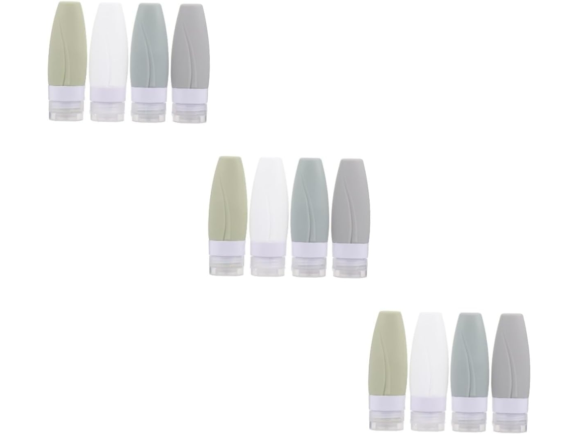 Conjunto De 12 Frascos De Silicone Recarregáveis Para Viagem, Recipientes Cosméticos À Prova De Vazamentos Para Loção E Gel