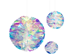 Conjunto 3 Enfeites Pendentes Coloridos Película Perfeitos Decoração Festas Aniversário Temáticas Criando GOKOCO