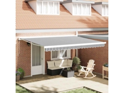 Vidaxl Toldo Retrátil 4,5x3 M Tecido E Alumínio Antracite E Branco