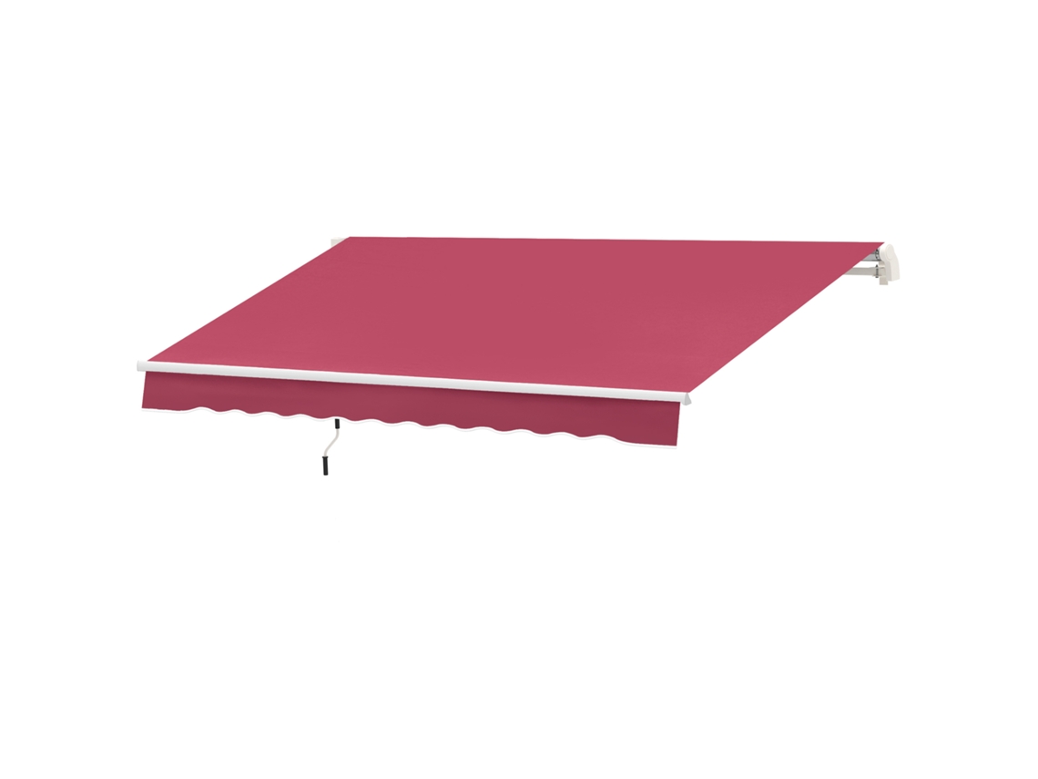 Toldo Retrátil com Manivela, Alumínio e Poliéster, 295x245cm, Vermelho Escuro ORBITRA COMMERCE