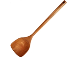 Espátula de madeira com cabo longo para cozinha, utensílio durável feito à mão, não risca panelas antiaderentes.