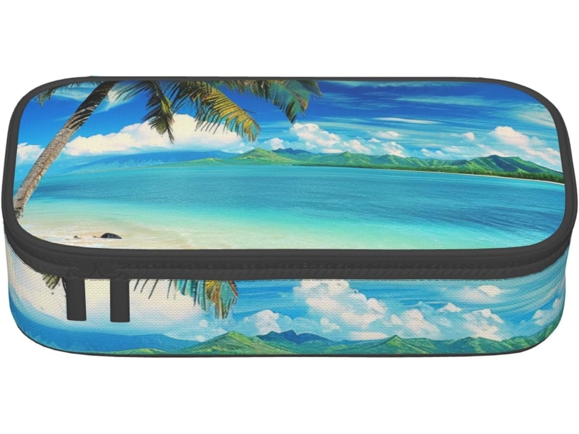 Estojo Com Estampa De Palmeira Tropical Havaiana Grande Capacidade Para Estudantes, Meninas, Meninos