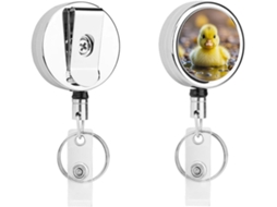 Porta Crachá Retrátil De Metal Com Formato De Patinhos Fofos, Portátil, Em Nylon, Com Cordão De Aço Inoxidável E