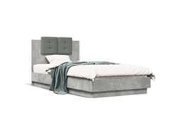 Bed Frame, Bed Frames Vidaxl Cinzeto Madeira Processada (90 X 190 Cm)