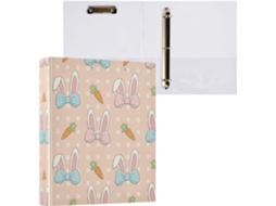 Pasta de 3 Argolas para Papel Tamanho Carta , Coelhinho da Páscoa Redondo e Fofo com Porta pra (27,9 X 21,6 Cm)