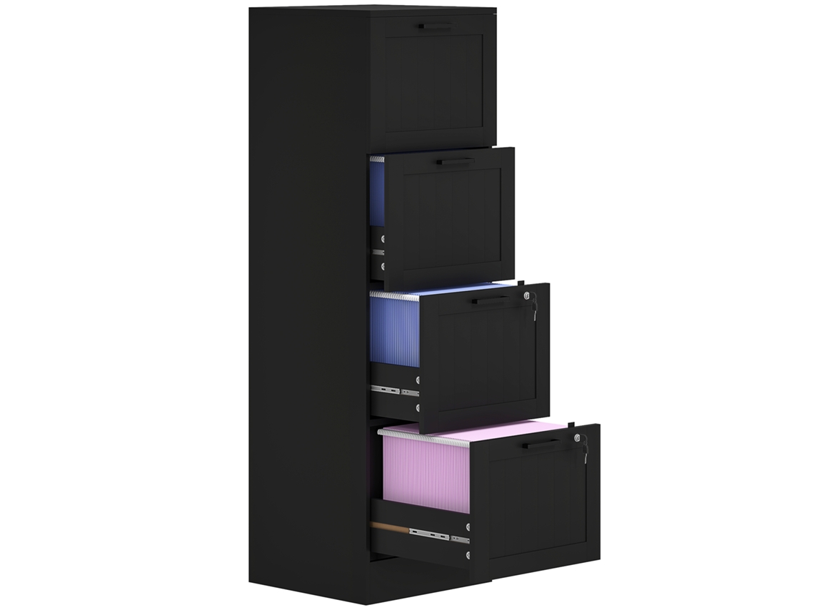 Chest Of Drawers Portadocumenti Has 4 Drawers With Binario Adjustable Is 2 Serrature. In Wood. 40x40x131 Cm. Black