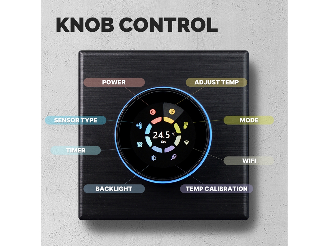 Termostato Inteligente Com Display Digital E Botão Rotativo Tuya Wi-fi Para Aquecimento De Piso E Caldeira Compatível Com Alexa E Assistant