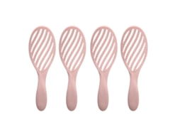 4pcs Escova De Cabelo Curva Com Vento Profissional Agulhas Macias Para Desembaraçar Secagem Rápida Estilo Rosa