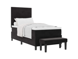 Cama Box com Colchão com Cabeceira Preto Veludo MAISON EXCLUSIVE (90x200 cm)