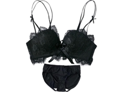 Reggiseno Sin Aro Con Encaje Floral Suave Relleno Push Up Para Mujer Transpirable Seamless Ceniza Negra 38