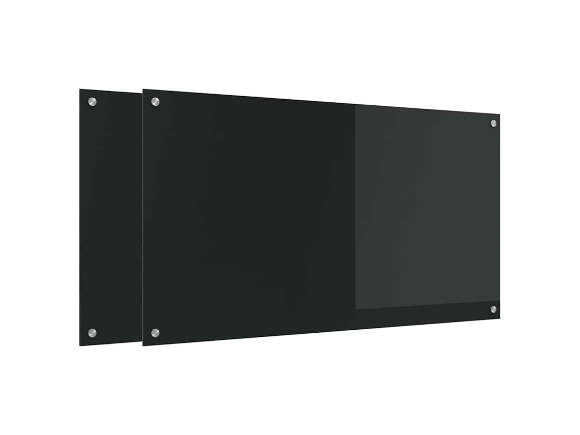 Conjunto 2 Proteção De Cozinha Vidaxl Preto Vidro Temperado (110 X 60 Cm)