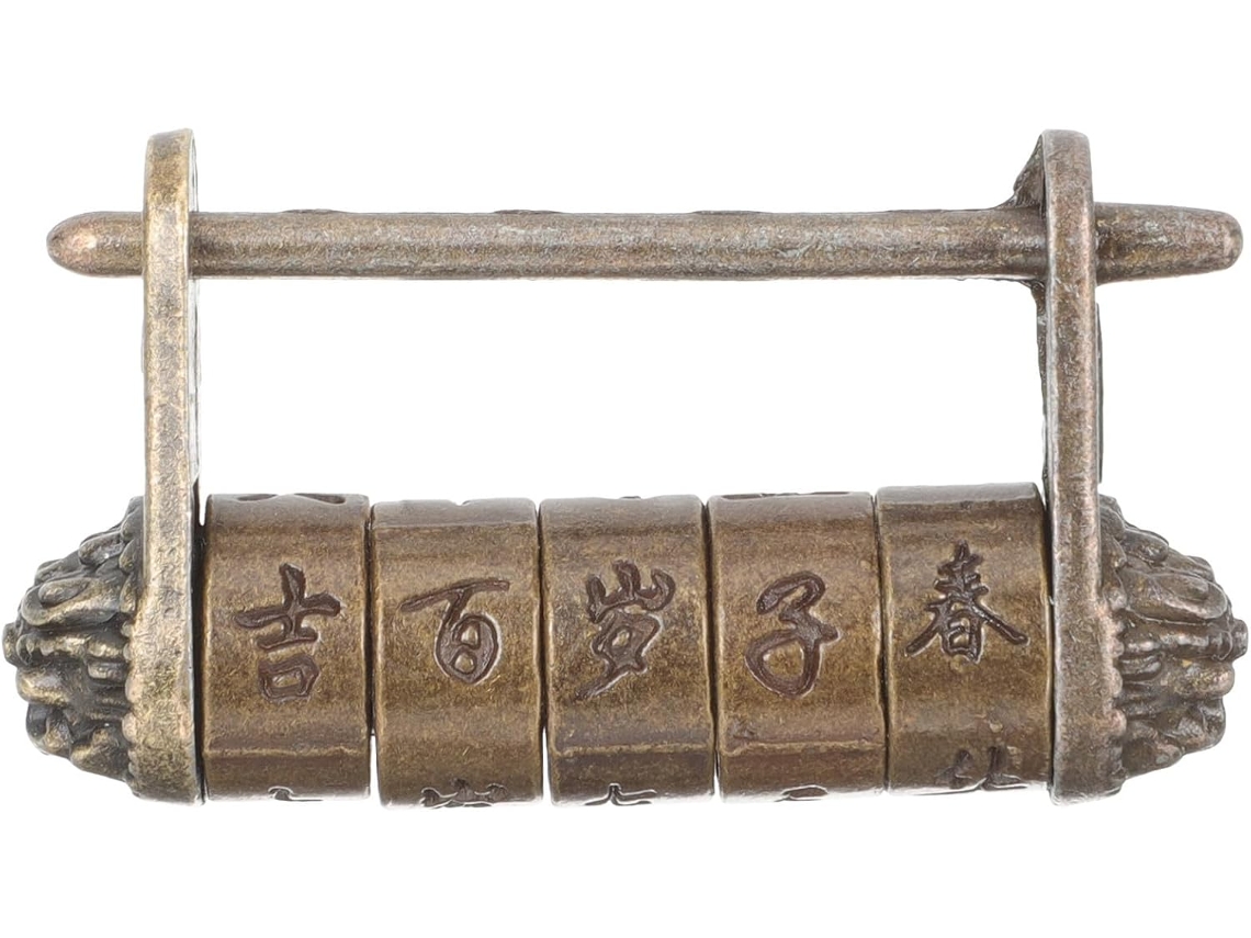 Cadeado De Combinação Antigo, Estilo Chinês Vintage, Cadeado Retrô Em Liga De Zinco Esculpido Para Mala, Joias E Armário