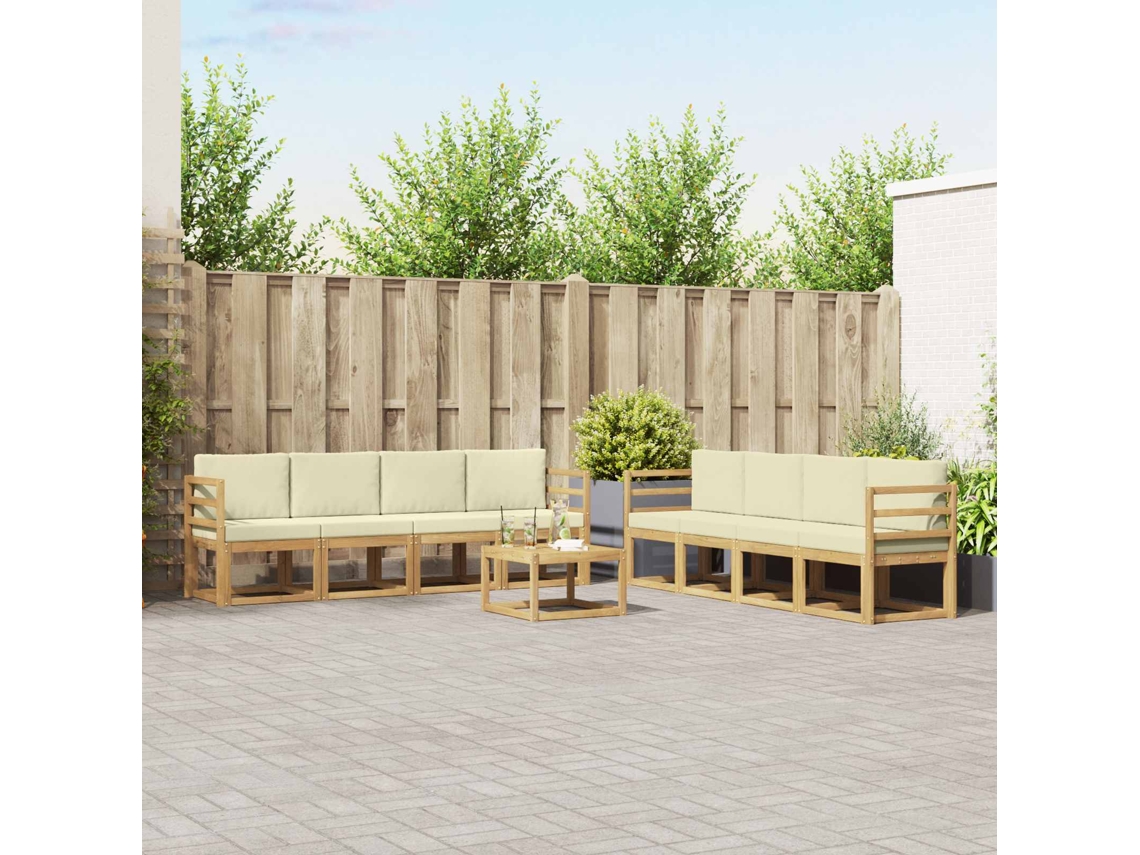 Vidaxl Conjunto De Sofás Para Exterior 9 Unid. Branco E Creme