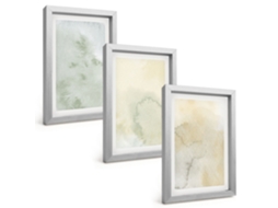 Composição De Quadrostexturas De Aquarela Em Tons Pastel Moldura Prateada Imagens Para Um Quarto Infantil Espelharte (3 Peças 20x30 Cm)