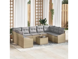 Vidaxl Conjunto De Sofá De Jardim Bege E Cinza Claro Vime Pe