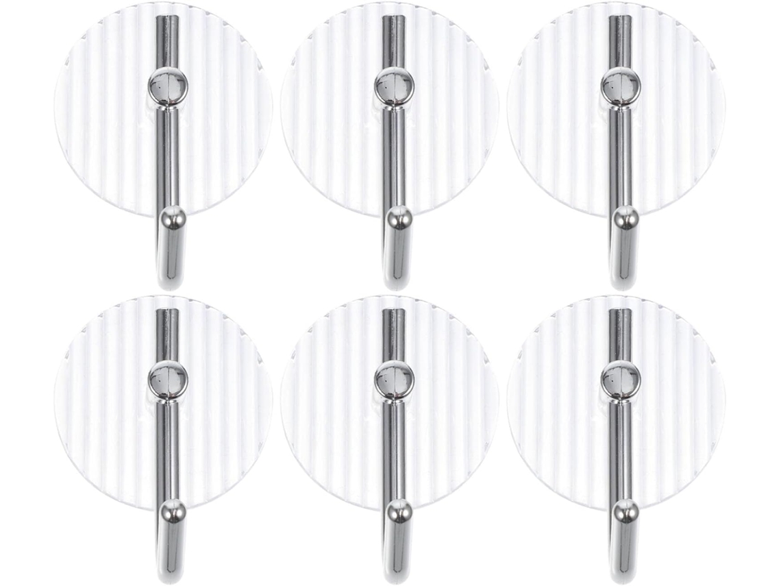 Conjunto De 6 Ganchos Adesivos Parede Multiuso Em Acrílico E Abs, Resistentes E Decorativos Para Toalhas
