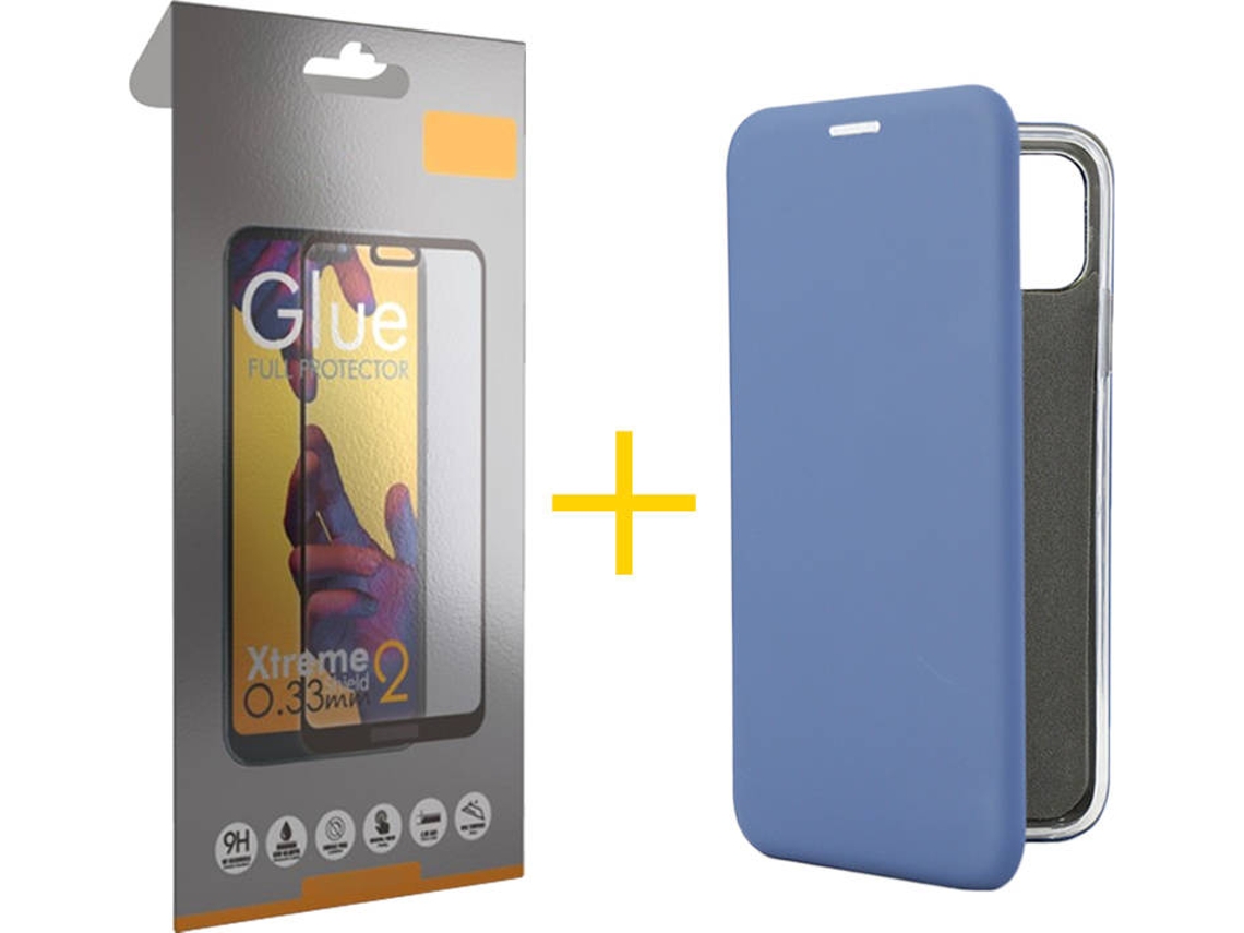 Capa e Película Apple iPhone X / XS SKYHE Flip Cover 2086 Azul