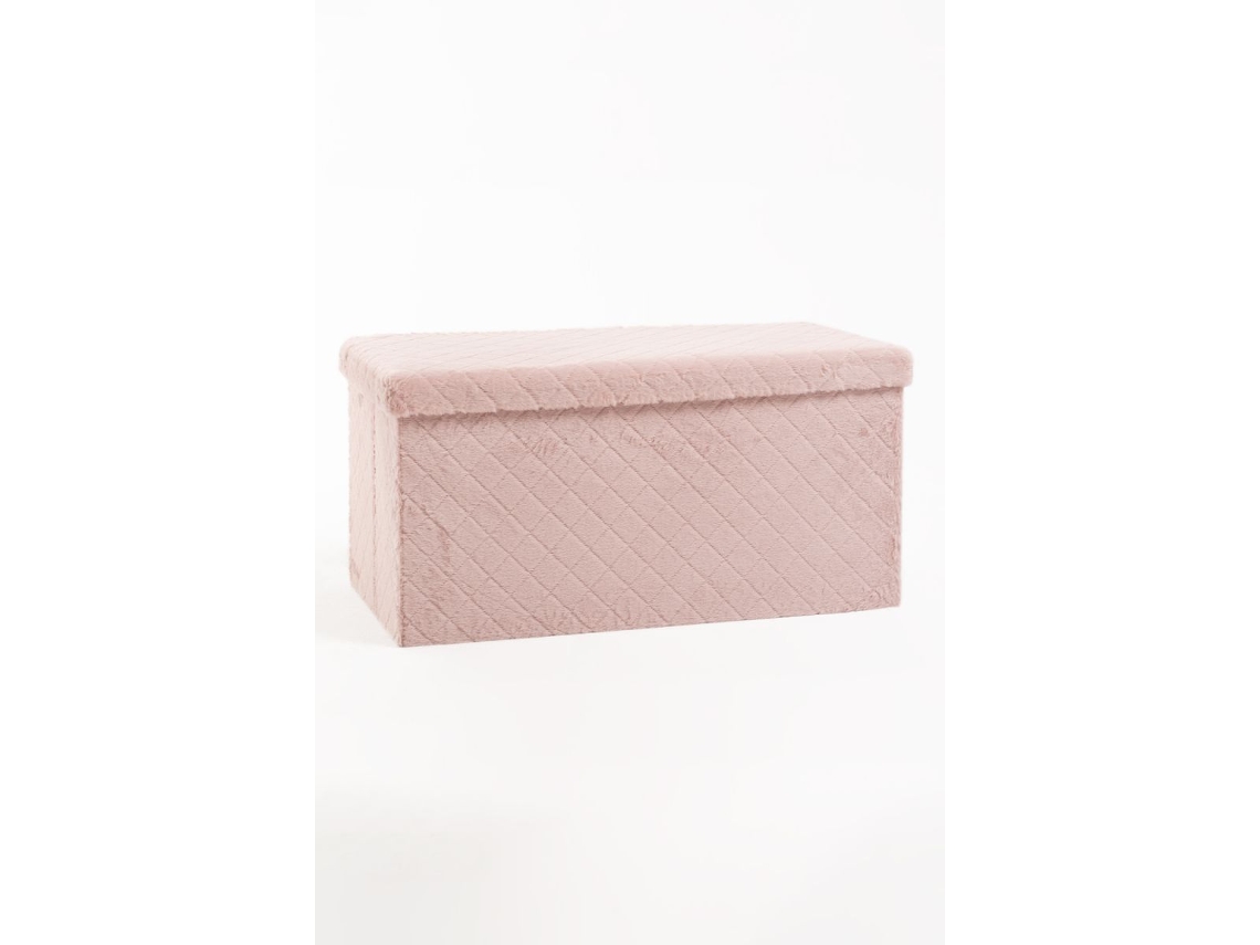 Pufe Arrumação Dico 76 Cm Veludo - Rosa