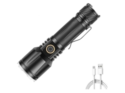 Lanterna Zoomable Flash Luz Usb Carregável Lanternas Tocha Luz Luzes De Trabalho Lanterna Para Acampamento Preto Yunzii