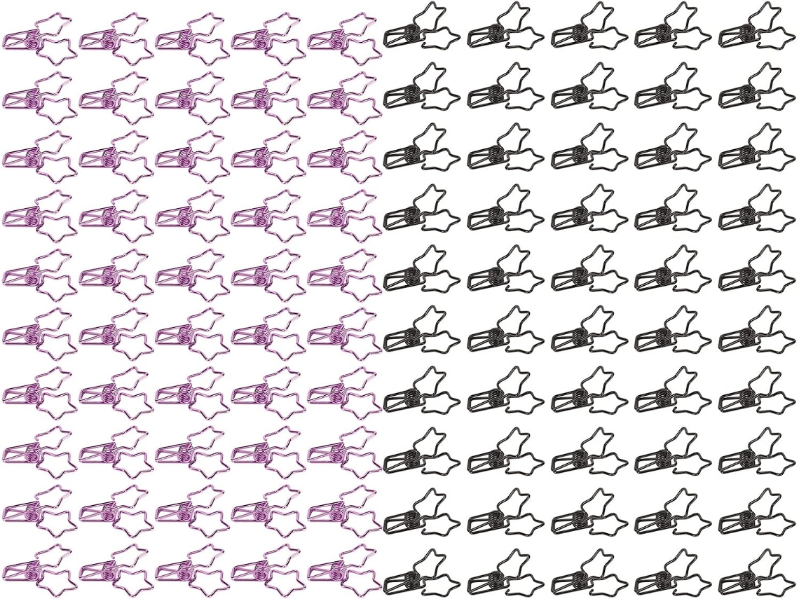 100 unidades de broches metálicos em formato de estrela, com núcleos vermelhos e vermelhos, com alta resistência e ponta longa oca.