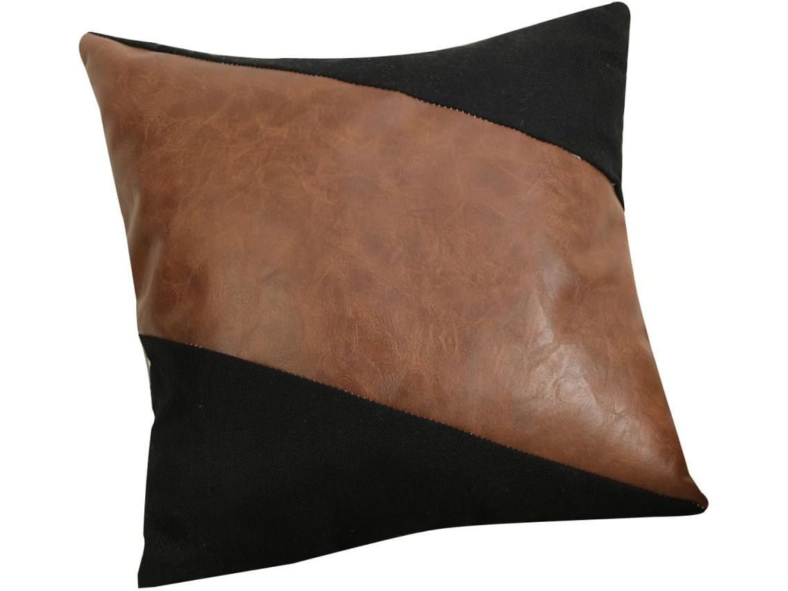 Capa de Almofada com Zíper, Confeccionada em Patchwork Pu e Poliéster. Moderna Confortável Estilo CHABERLU