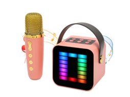 Mini Máquina De Karaokê Com Luz Rgb, Chip De Processamento Digital, Alto Falante Bluetooth Portátil E Microfone. Aquaforge