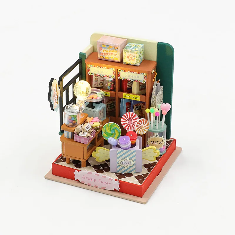Conjunto de Casa de Bonecas 3d de Madeira "café Aconchegante" para Montar, com Luz Led. MDUG (estilo 5)
