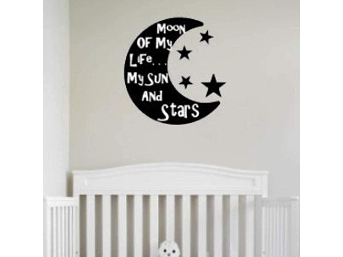 Lua na Minha Vida, Meu Sol e Minhas Estrelas Suaves, Adesivos de Parede para Quarto de Bebê, Adesivos de Vinil para Quarto Infantil, 42x42cm
