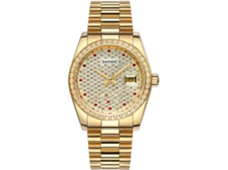 Lurelia Relógio Mecânico Feminino, Automático, Data/calendário, Luminoso, Detalhes Com Strass, Aço Inoxidável, Abs, Resistente À Água 30m, Prata
