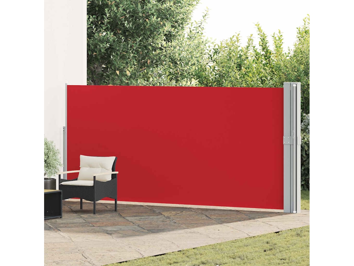 Vidaxl Toldo Lateral Retrátil Para Pátio 170x1200 Cm Vermelho