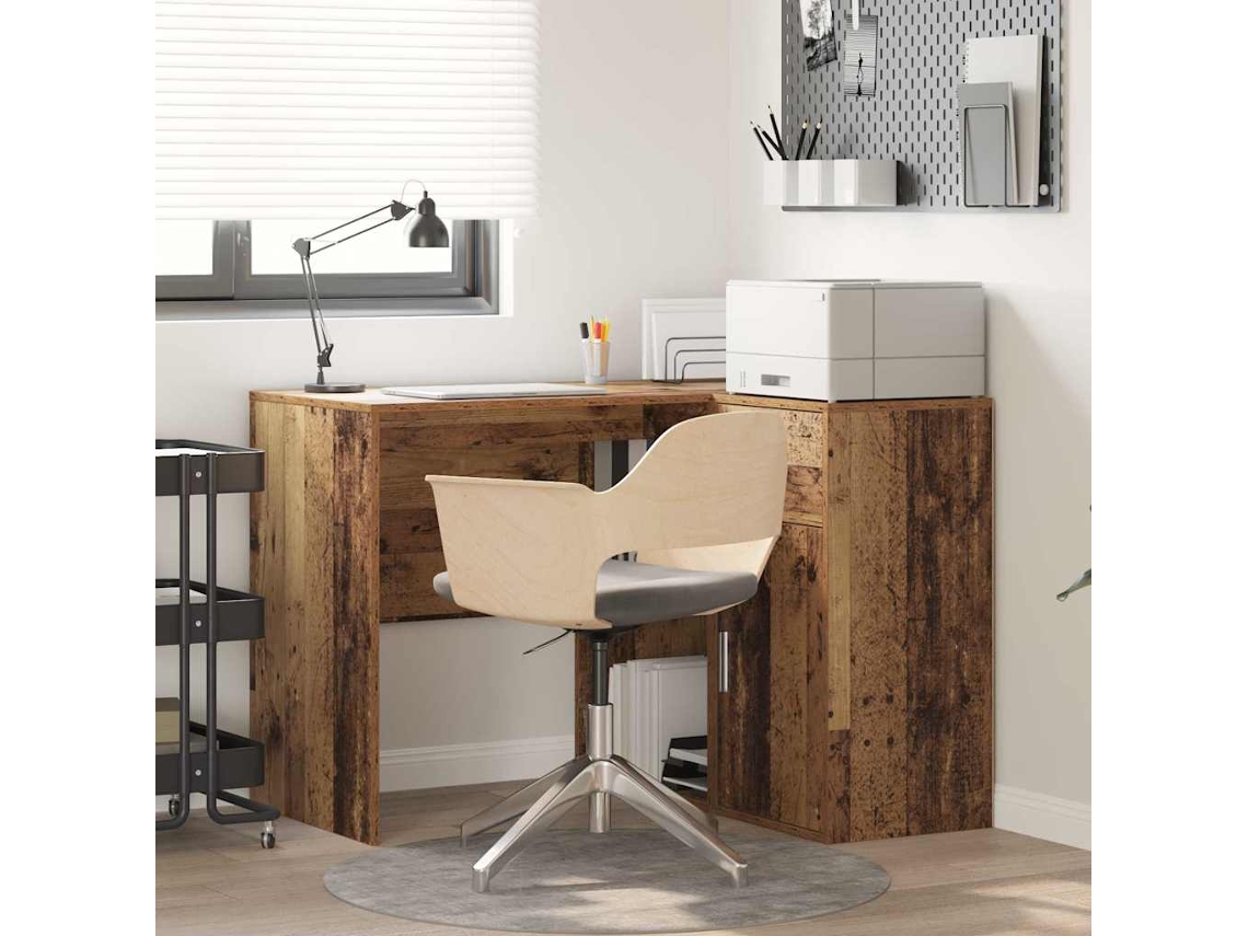 Vidaxl Secretária De Canto Com Gaveta Madeira Antiga 102 X 88 X 75 Cm
