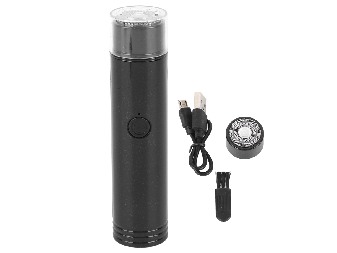 2026 cortadora de Barba Eléctrica Mini Portátil Recargable Usb com Cabeçote Removível e Escova Preta