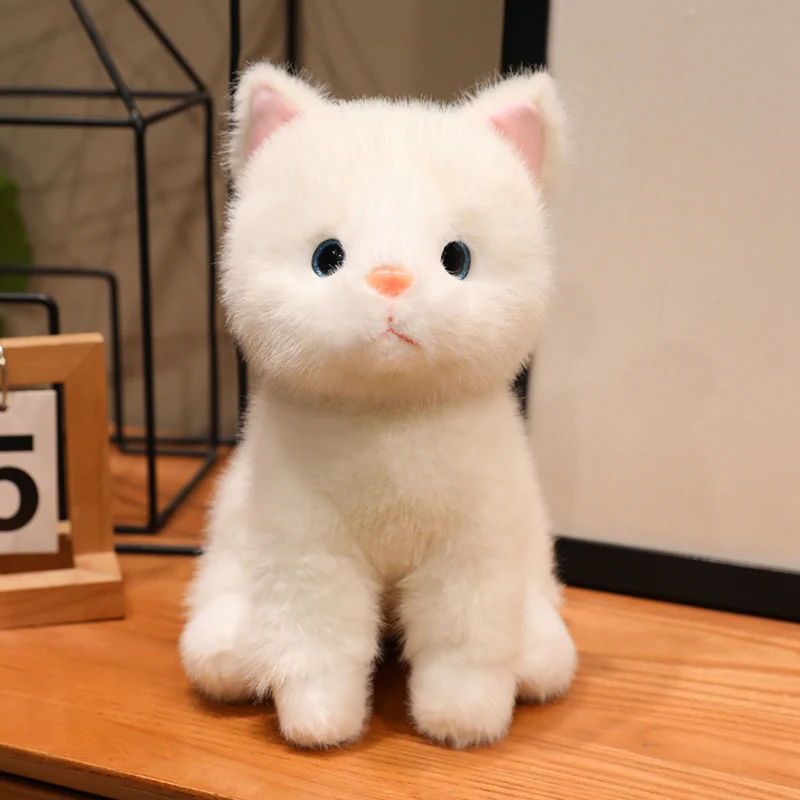 Lindo Brinquedo de Pelúcia Realista de Anime, Estilo Desenho Animado, para Crianças Gatinho. MDUG (branco, 22 Cm)