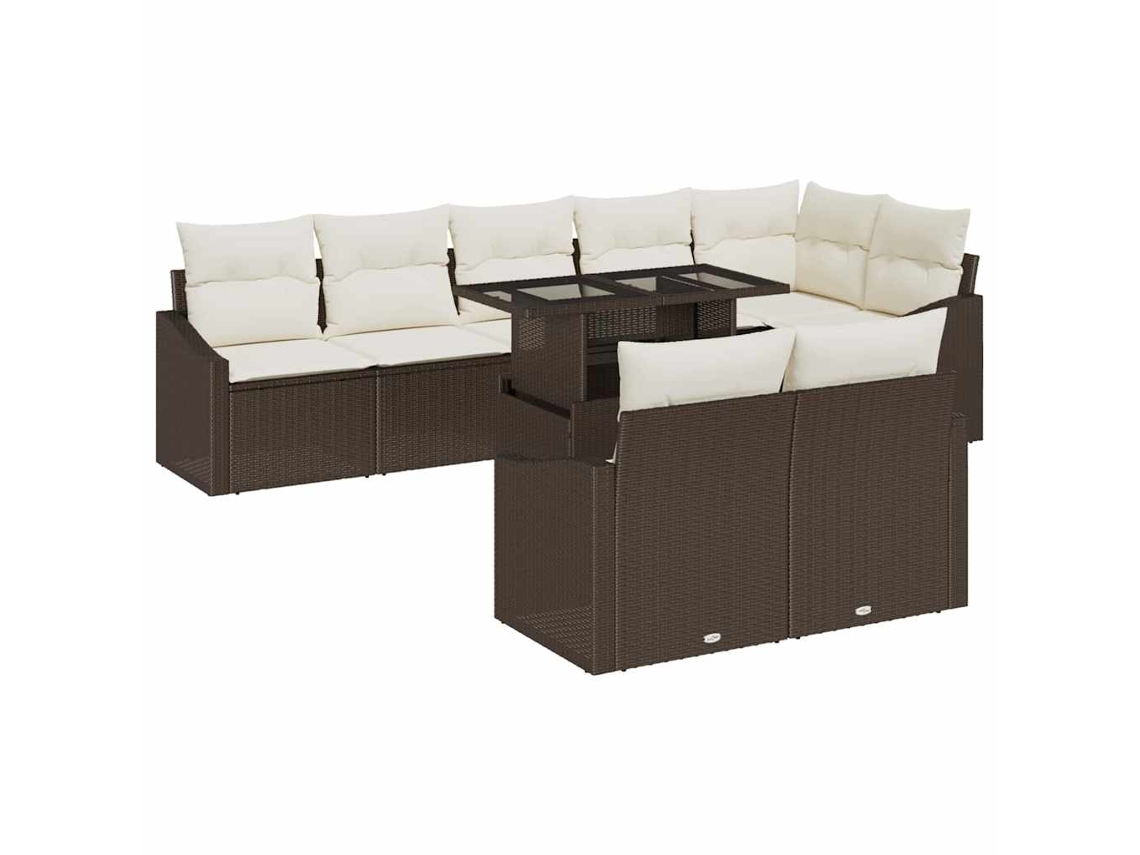 Maison Exclusive - Conjunto De Sofá De Jardim Com Almofada 9 Pcs Castanho E Creme