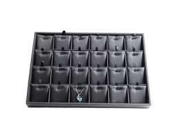 Caixa De Joias Com 24 Compartimentos Em Pu Preto 35x24x3cm