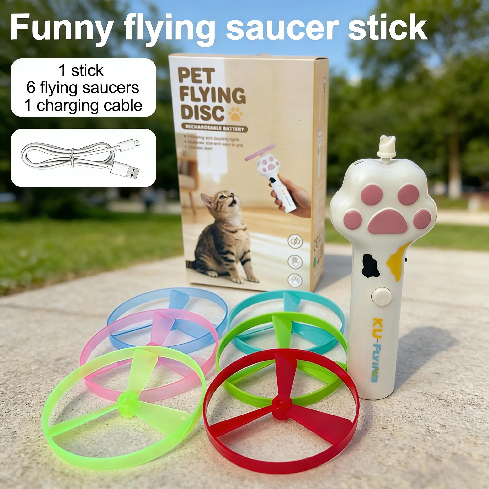 Brinquedo Frisbee Elétrico para Animais de Estimação, Brinquedo Interativo Inteligente para Gatos MDUG (branco)