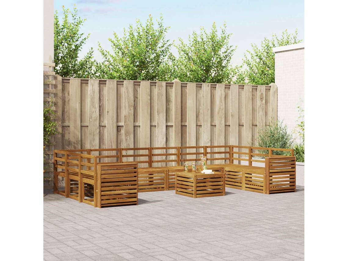 Vidaxl Conjunto De Sofás Para Exterior 11 Pcs Natural
