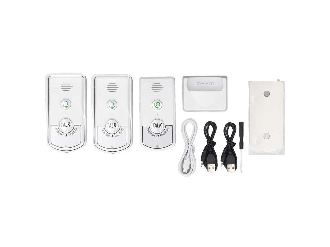Intercom com Voz Sem Fio YURU IP54 1000m 410/490MHz Kit Doméstico Branco 2 Vias