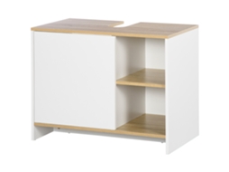 Móvel Para Lavatório Pousar Móvel Casa De Banho Moderno Com Prateleiras Abertas E Armário 77x45x60 Cm Branco E