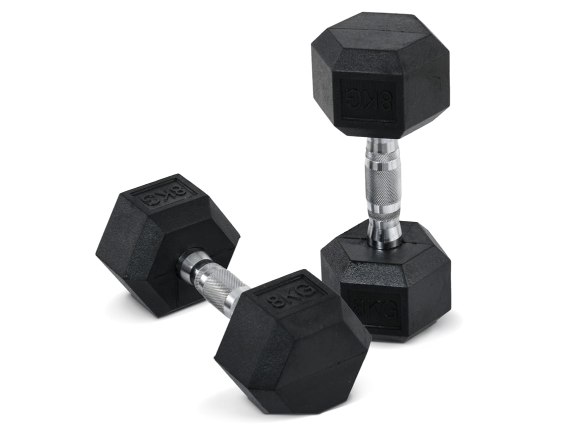 Halteres Hexágonos 2x8kg (ferro Fundido, Pega Cromada)