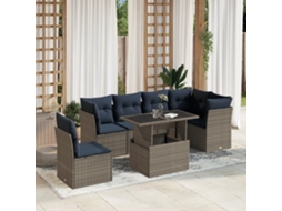 Conjunto de Sofá de Jardim de 5 Peças com Almofadas em Rattan Sintético Preto VIDAXL