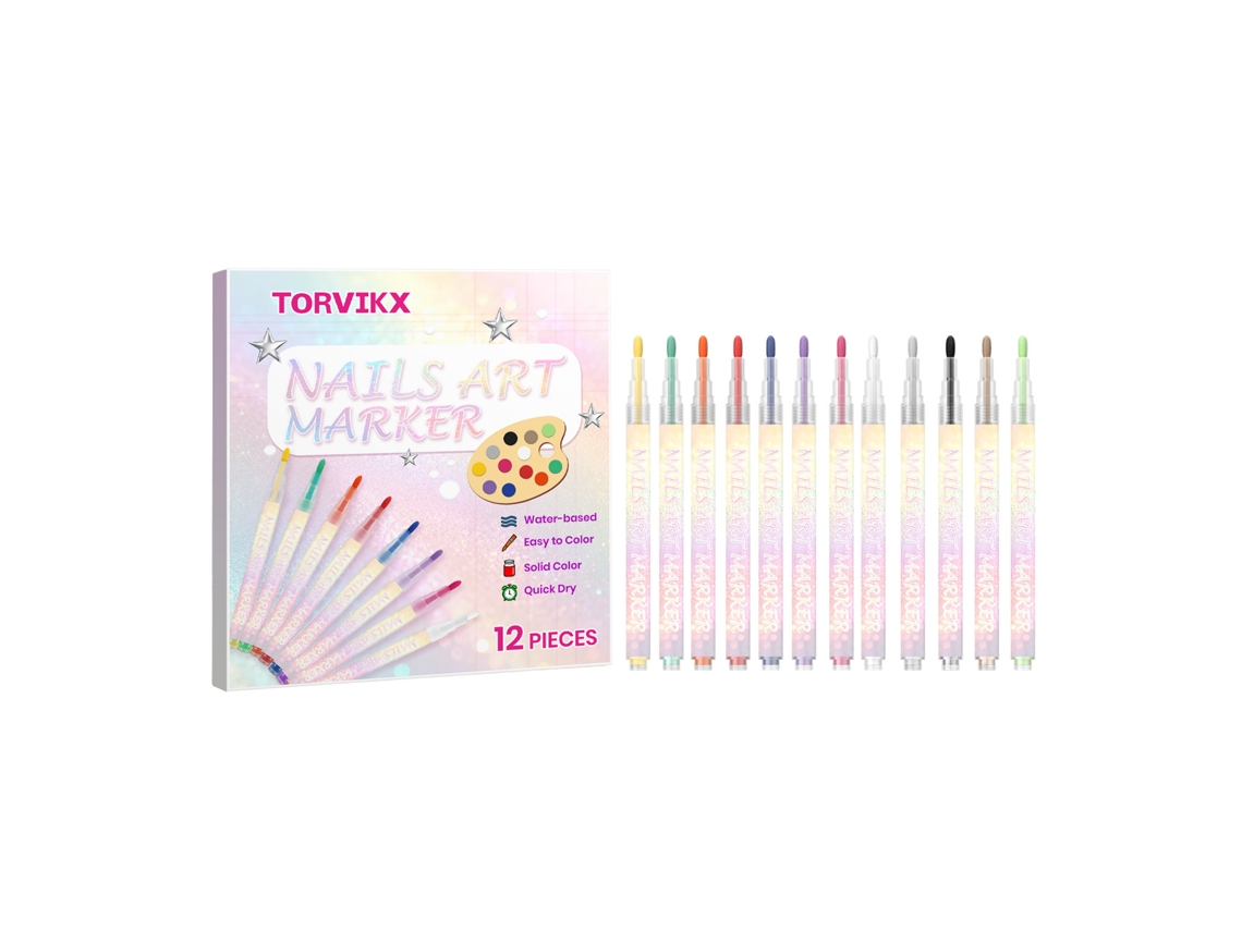 Caneta De Arte Em Unhas Diy Torvikx Cores Vibrantes Fácil De Usar Sem Borrões