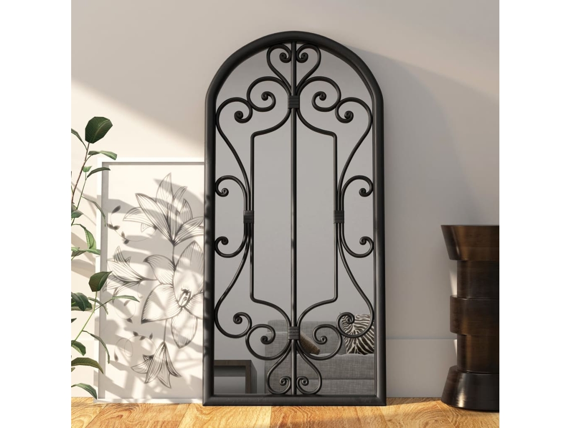 Vidaxl Espelho Em Ferro P/ Uso No Interior 100x45 Cm Preto
