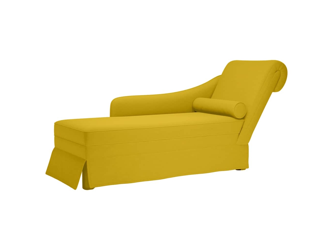 Vidaxl Chaise-longue Com Almofada E Apoio Braço Direito Veludo Amarelo